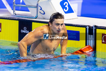 10/12/2023 - Martinenghi Nicolo of Italy celebrating the win during Men’s 50m Breaststroke Final at the LEN Short Course European Championships 2023 on December 10, 2023 in Otopeni, Romania - SWIMMING - LEN SHORT COURSE EUROPEAN CHAMPIONSHIPS 2023 - DAY 6 - NUOTO - NUOTO