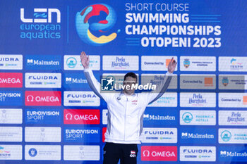 10/12/2023 - Reitshammer Bernhard of Austria the podium ceremony for Men’s 100m Individual Medley at the LEN Short Course European Championships 2023 on December 10, 2023 in Otopeni, Romania - SWIMMING - LEN SHORT COURSE EUROPEAN CHAMPIONSHIPS 2023 - DAY 6 - NUOTO - NUOTO