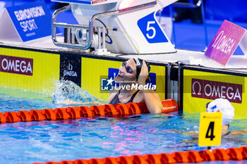 2023-12-10 - Quadarella Simona of Italy celebrating the win during Women’s 400m Freestyle Final at the LEN Short Course European Championships 2023 on December 10, 2023 in Otopeni, Romania - SWIMMING - LEN SHORT COURSE EUROPEAN CHAMPIONSHIPS 2023 - DAY 6 - SWIMMING - SWIMMING