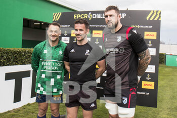 2023-04-08 - Referee Luke Pearce and captains
Dewaldt Duvenage (benetton) and Josh Turnbull (Cardiff) - QUARTER FINALS - BENETTON RUGBY VS CARDIFF - CHALLENGE CUP - RUGBY