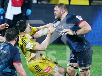 14/01/2023 - Remi Bourdeau of Stade Rochelais and Duane Vermeulen of Ulster Rugby during the Champions Cup, rugby union match between Stade Rochelais (La Rochelle) and Ulster Rugby on January 14, 2023 at Marcel Deflandre stadium in La Rochelle, France - RUGBY - CHAMPIONS CUP - LA ROCHELLE V ULSTER - HEINEKEN CHAMPIONS CUP - RUGBY
