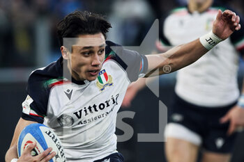 2023-02-05 - Ange Capuozzo of Italy in action during the 2023 Six Nations, rugby union match between Italy and France on February 5, 2023 at Stadio Olimpico in Rome, Italy - RUGBY - 6 NATIONS 2023 - ITALY V FRANCE - SIX NATIONS - RUGBY