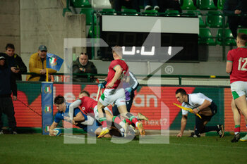 10/03/2023 - Alessandro Gesi of Italy U20 scores a try - U20 - ITALY VS WALES - 6 NAZIONI - RUGBY