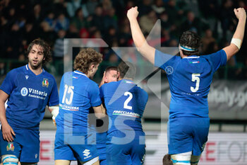 10/03/2023 - Nicola Bozzo of Italy U20 celebrates - U20 - ITALY VS WALES - 6 NAZIONI - RUGBY