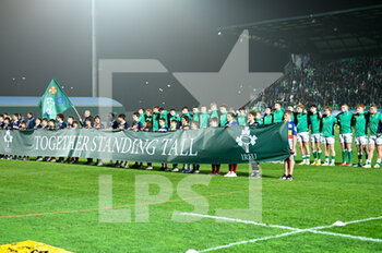 24/02/2023 - Ireland U20 lined up for the national anthems ceremony - U20 - ITALY VS IRELAND - 6 NAZIONI - RUGBY