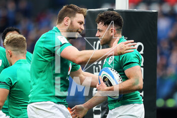 25/02/2023 - Hugo Kennan of Ireland celebrates after scoring a try during the Six Nations 2023 rugby union match between Italy and Ireland on February 25, 2023 at Stadio Olimpico in Rome, Italy - RUGBY - SIX NATIONS 2023 - ITALY V IRELAND - 6 NAZIONI - RUGBY