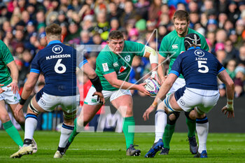 12/03/2023 - Tadhg Furlong of Ireland runs at Matt Fagerson and Jonny Gray of Scotland during the Six Nations 2023 rugby union match between Scotland and Ireland on 12 March 2023 at BT Murrayfield in Edinburgh, Scotland - RUGBY - SIX NATIONS 2023 - SCOTLAND V IRELAND - 6 NAZIONI - RUGBY