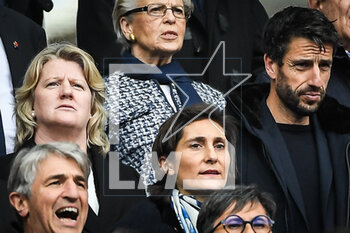 18/03/2023 - French Sports Minister Amelie OUDEA-CASTERA, President of the French National Olympic Committee (CNOSF) Brigitte HENRIQUES and President of the Paris 2024 Organising Committee for the Olympic and Paralympic Games and former French canoeist Tony ESTANGUET during the Six Nations 2023 rugby union match between France and Wales on March 18, 2023 at Stade de France in Saint-Denis near Paris, France - RUGBY - SIX NATIONS 2023 - FRANCE V WALES - 6 NAZIONI - RUGBY