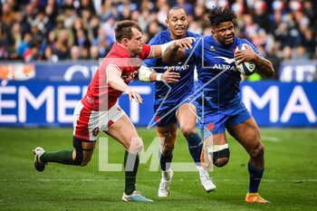 18/03/2023 - Nick TOMPKINS of Wales, Gael FICKOU of France and Jonathan DANTY of France during the Six Nations 2023 rugby union match between France and Wales on March 18, 2023 at Stade de France in Saint-Denis near Paris, France - RUGBY - SIX NATIONS 2023 - FRANCE V WALES - 6 NAZIONI - RUGBY