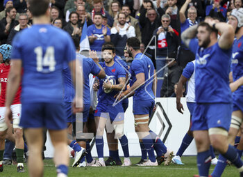 18/03/2023 - Romain Ntamack of France celebrates a try during the Six Nations 2023 rugby union match between France and Wales on March 18, 2023 at Stade de France in Saint-Denis near Paris, France - RUGBY - SIX NATIONS 2023 - FRANCE V WALES - 6 NAZIONI - RUGBY