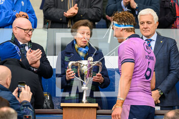 2023-03-18 - Scotland Captain Jamie Ritchie receives The Cuttitta Cup from HRH The Princess Royal after the Six Nations 2023 rugby union match between Scotland and Italy on 18 March 2023 at the BT Murrayfield Stadium in Edinburgh, Scotland - RUGBY - SIX NATIONS 2023 - SCOTLAND V ITALY - SIX NATIONS - RUGBY