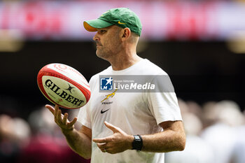 2023-08-19 - Head Coach Jacques Nienaber of South Africa during the pre match warm up before the Summer Nations Series 2023, Rugby Union Friendly match between Wales and South Africa on 19 August 2023 at Principality Stadium in Cardiff, Wales - RUGBY - SUMMER NATIONS SERIES 2023 - WALES V SOUTH AFRICA - TEST MATCH - RUGBY