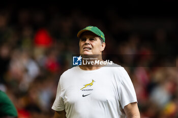 2023-08-19 - Rassie Erasmus Director of Rugby of South Africa during the pre match warm up before the Summer Nations Series 2023, Rugby Union Friendly match between Wales and South Africa on 19 August 2023 at Principality Stadium in Cardiff, Wales - RUGBY - SUMMER NATIONS SERIES 2023 - WALES V SOUTH AFRICA - TEST MATCH - RUGBY