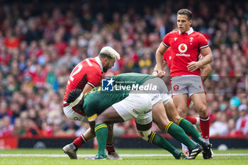 2023-08-19 - Johnny Williams of Wales is driven back by Siya Kolisi of South Africa during the Summer Nations Series 2023, Rugby Union Friendly match between Wales and South Africa on 19 August 2023 at Principality Stadium in Cardiff, Wales - RUGBY - SUMMER NATIONS SERIES 2023 - WALES V SOUTH AFRICA - TEST MATCH - RUGBY