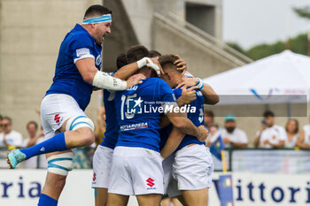 2023-08-26 - italy celebrate Varney's try - SUMMER NATIONS SERIES - ITALY VS JAPAN - TEST MATCH - RUGBY