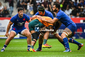 2023-08-27 - Julien MARCHAND of France, Gregory ALLDRITT of France and Charles OLLIVON of France during the Summer Nations Series 2023, rugby union match between France and Australia on August 27, 2023 at Stade de France in Saint-Denis near Paris, France - RUGBY - SUMMER NATIONS SERIES 2023 - FRANCE V AUSTRALIA - TEST MATCH - RUGBY