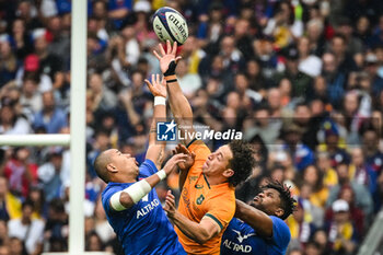 2023-08-27 - Gael FICKOU of France, Mark NAWAQANITAWASE of Australia and Jonathan DANTY of France during the Summer Nations Series 2023, rugby union match between France and Australia on August 27, 2023 at Stade de France in Saint-Denis near Paris, France - RUGBY - SUMMER NATIONS SERIES 2023 - FRANCE V AUSTRALIA - TEST MATCH - RUGBY