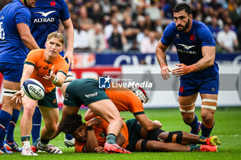 2023-08-27 - Tate MCDERMOTT of Australia, Rob VALETINI of Australia and Charles OLLIVON of France during the Summer Nations Series 2023, rugby union match between France and Australia on August 27, 2023 at Stade de France in Saint-Denis near Paris, France - RUGBY - SUMMER NATIONS SERIES 2023 - FRANCE V AUSTRALIA - TEST MATCH - RUGBY