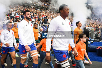 2023-08-27 - Charles OLLIVON of France and Cameron WOKI of France during the Summer Nations Series 2023, rugby union match between France and Australia on August 27, 2023 at Stade de France in Saint-Denis near Paris, France - RUGBY - SUMMER NATIONS SERIES 2023 - FRANCE V AUSTRALIA - TEST MATCH - RUGBY
