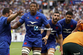 2023-08-28 - Cameron Woki, Charles Ollivon, Romain Taofifenua of France during the Summer Nations Series 2023, rugby union match between France and Australia on August 27, 2023 at Stade de France in Saint-Denis near Paris, France - RUGBY - SUMMER NATIONS SERIES 2023 - FRANCE V AUSTRALIA - TEST MATCH - RUGBY