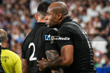 2023-09-08 - Mark TELEA of New Zealand celebrate his try with Codie TAYLOR of New Zealand during the World Cup 2023, Pool A rugby union match between France and New Zealand on September 8, 2023 at Stade de France in Saint-Denis near Paris, France - RUGBY - WORLD CUP 2023 - FRANCE V NEW ZEALAND - WORLD CUP - RUGBY