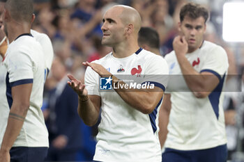 2023-09-08 - Maxime Lucu of France salutes the fans following the World Cup 2023, Pool A rugby union match between France and New Zealand on September 8, 2023 at Stade de France in Saint-Denis near Paris, France - RUGBY - WORLD CUP 2023 - FRANCE V NEW ZEALAND - WORLD CUP - RUGBY