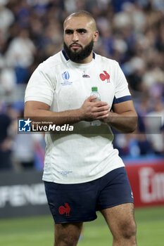2023-09-08 - Reda Wardi of France salutes the fans following the World Cup 2023, Pool A rugby union match between France and New Zealand (All Blacks) on September 8, 2023 at Stade de France in Saint-Denis near Paris, France - RUGBY - WORLD CUP 2023 - FRANCE V NEW ZEALAND - WORLD CUP - RUGBY
