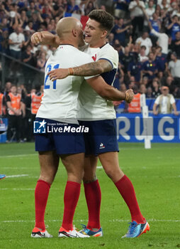 2023-09-08 - Maxime Lucu and Fabien Penot of France during the World Cup 2023, Pool A rugby union match between France and New Zealand on September 8, 2023 at Stade de France in Saint-Denis near Paris, France - RUGBY - WORLD CUP 2023 - FRANCE V NEW ZEALAND - WORLD CUP - RUGBY