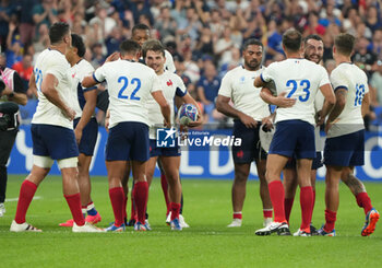 2023-09-08 - Celebration Victory Team France during the World Cup , Pool A rugby union match between France and New Zealand on September 8, 2023 at Stade de France in Saint-Denis near Paris, France - RUGBY - WORLD CUP 2023 - FRANCE V NEW ZEALAND - WORLD CUP - RUGBY
