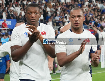 2023-09-08 - Cameron Woki ,and Gaël Fickou of France during the World Cup , Pool A union match between France and New Zealand on September 8, 2023 at Stade de France in Saint-Denis near Paris, France - RUGBY - WORLD CUP 2023 - FRANCE V NEW ZEALAND - WORLD CUP - RUGBY