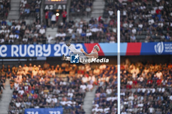 2023-09-08 - Jean Dujardin during the Rugby World Cup RWC 2023, Pool A match between France and New Zealand on September 8, 2023 at Stade de France in Saint-Denis near Paris, France. Photo Victor Joly / DPPI - RUGBY - WORLD CUP 2023 - FRANCE V NEW ZEALAND - WORLD CUP - RUGBY