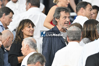 2023-09-08 - Jean-Luc Reichmann and Nathalie Lecoultre during the Rugby World Cup RWC 2023, Pool A match between France and New Zealand on September 8, 2023 at Stade de France in Saint-Denis near Paris, France. Photo Victor Joly / DPPI - RUGBY - WORLD CUP 2023 - FRANCE V NEW ZEALAND - WORLD CUP - RUGBY