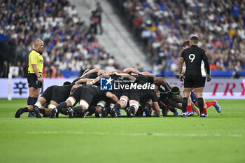 2023-09-08 - The scrum during the Rugby World Cup RWC 2023 match between France and New Zealand All Blacks on September 8, 2023 at Stade de France, Saint-Denis near Paris, France. Photo Victor Joly / DPPI - RUGBY - WORLD CUP 2023 - FRANCE V NEW ZEALAND - WORLD CUP - RUGBY