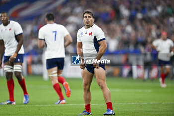 2023-09-08 - Antoine Dupont during the Rugby World Cup RWC 2023 match between France and New Zealand All Blacks on September 8, 2023 at Stade de France in Saint-Denis near Paris, France. Photo Victor Joly / DPPI - RUGBY - WORLD CUP 2023 - FRANCE V NEW ZEALAND - WORLD CUP - RUGBY