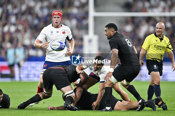 2023-09-08 - Thibaud Flament, Antoine Dupont and Ardie Savea during the Rugby World Cup RWC 2023 match France VS New Zealand All Blacks on September 8, 2023 at Stade de France, Saint-Denis near Paris, France. Photo Victor Joly / DPPI - RUGBY - WORLD CUP 2023 - FRANCE V NEW ZEALAND - WORLD CUP - RUGBY