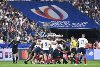 2023-09-08 - Illustration with a maul and Antoine Dupont from back during the Rugby World Cup RWC 2023 match France VS New Zealand All Blacks on September 8, 2023 at Stade de France, Saint-Denis near Paris, France. Photo Victor Joly / DPPI - RUGBY - WORLD CUP 2023 - FRANCE V NEW ZEALAND - WORLD CUP - RUGBY