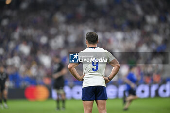 2023-09-08 - Antoine Dupont from back during the Rugby World Cup RWC 2023 match France VS New Zealand All Blacks on September 8, 2023 at Stade de France, Saint-Denis near Paris, France. Photo Victor Joly / DPPI - RUGBY - WORLD CUP 2023 - FRANCE V NEW ZEALAND - WORLD CUP - RUGBY