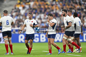 2023-09-08 - Antoine Dupont and Thomas Ramos during the Rugby World Cup RWC 2023 match France VS New Zealand All Blacks on September 8, 2023 at Stade de France, Saint-Denis near Paris, France. Photo Victor Joly / DPPI - RUGBY - WORLD CUP 2023 - FRANCE V NEW ZEALAND - WORLD CUP - RUGBY