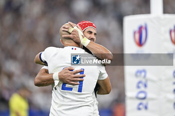 2023-09-08 - Gabin Villiere and Maxime Lucu during the Rugby World Cup RWC 2023 match France VS New Zealand All Blacks on September 8, 2023 at Stade de France, Saint-Denis near Paris, France. Photo Victor Joly / DPPI - RUGBY - WORLD CUP 2023 - FRANCE V NEW ZEALAND - WORLD CUP - RUGBY