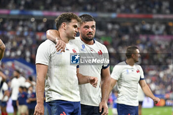 2023-09-08 - Damian Penaud and Gregory Alldritt during the Rugby World Cup RWC 2023 match France VS New Zealand All Blacks on September 8, 2023 at Stade de France, Saint-Denis near Paris, France. Photo Victor Joly / DPPI - RUGBY - WORLD CUP 2023 - FRANCE V NEW ZEALAND - WORLD CUP - RUGBY