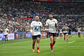 2023-09-08 - Jean-Baptiste Gros and Charles Ollivon during the Rugby World Cup RWC 2023, Pool A match between France and New Zealand All Blacks on September 8, 2023 at Stade de France in Saint-Denis near Paris, France. Photo Victor Joly / DPPI - RUGBY - WORLD CUP 2023 - FRANCE V NEW ZEALAND - WORLD CUP - RUGBY