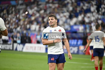 2023-09-08 - Antoine Dupont during the Rugby World Cup RWC 2023, Pool A match between France and New Zealand All Blacks on September 8, 2023 at Stade de France in Saint-Denis near Paris, France. Photo Victor Joly / DPPI - RUGBY - WORLD CUP 2023 - FRANCE V NEW ZEALAND - WORLD CUP - RUGBY
