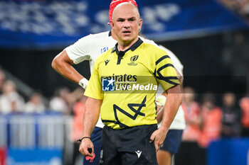 2023-09-08 - Referee Jaco PEYPER during the World Cup 2023, Pool A rugby union match between France and New Zealand on September 8, 2023 at Stade de France in Saint-Denis near Paris, France - RUGBY - WORLD CUP 2023 - FRANCE V NEW ZEALAND - WORLD CUP - RUGBY