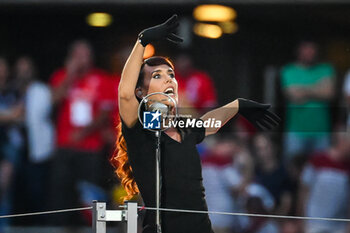 2023-09-08 - Isabelle GEFFROY (Zaz) during the opening ceremony of the World Cup 2023, Pool A rugby union match between France and New Zealand on September 8, 2023 at Stade de France in Saint-Denis near Paris, France - RUGBY - WORLD CUP 2023 - FRANCE V NEW ZEALAND - WORLD CUP - RUGBY