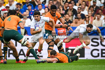 2023-09-09 - Davit NINIASHVILI of Georgia, Vasil LOBZHANIDZE of Georgia, Will SKELTON of Australia and Angus BELL of Australia during the World Cup 2023, Pool C rugby union match between Australia and Georgia on September 9, 2023 at Stade de France in Saint-Denis near Paris, France - RUGBY - WORLD CUP 2023 - AUSTRALIA V GEORGIA - WORLD CUP - RUGBY