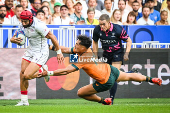 2023-09-09 - Akaki TABUTSADZE of Georgia and Jordan PETAIA of Australia during the World Cup 2023, Pool C rugby union match between Australia and Georgia on September 9, 2023 at Stade de France in Saint-Denis near Paris, France - RUGBY - WORLD CUP 2023 - AUSTRALIA V GEORGIA - WORLD CUP - RUGBY