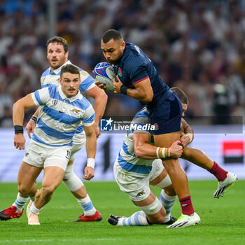 2023-09-09 - Joe Marchant of England is tackled by Marcos Kremer of Argentina during the Rugby World Cup 2023 match between England and Argentina at Stade Velodrome, Marseille, France on 9 September 2023. Photo Malcolm Mackenzie/ProSportsImages / DPPI - RUGBY - WORLD CUP 2023 - ANGLETERRE V ARGENTINA - WORLD CUP - RUGBY