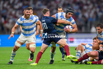 2023-09-09 - Tomas Lavanini of Argentina is tackled by George Ford of England during the Rugby World Cup 2023 match between England and Argentina at Stade Velodrome, Marseille, France on 9 September 2023. Photo Malcolm Mackenzie/ProSportsImages / DPPI - RUGBY - WORLD CUP 2023 - ANGLETERRE V ARGENTINA - WORLD CUP - RUGBY