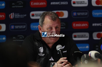 2023-09-02 - Ian FOSTER head coach of All Blacks New Zealand during the press conference and training session of the New Zealand national team, ahead World Cup 2023 at Gerland near of Lyon on September 02, 2023 in Lyon, France - RUGBY - WORLD CUP 2023 - PRESS CONF AND TRAINING SESSION NEW ZEALAND - WORLD CUP - RUGBY