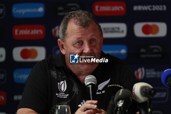 2023-09-02 - Ian FOSTER head coach of All Blacks New Zealand during the press conference and training session of the New Zealand national team, ahead World Cup 2023 at Gerland near of Lyon on September 02, 2023 in Lyon, France - RUGBY - WORLD CUP 2023 - PRESS CONF AND TRAINING SESSION NEW ZEALAND - WORLD CUP - RUGBY